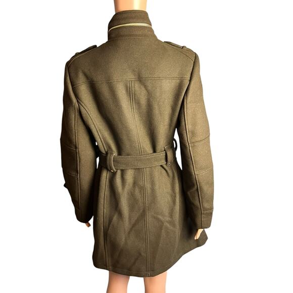 Michael Michael Kors Women’s Wool Blend Asymmetrical Gold Zipper Heavy Coat Med - Picture 4 of 9